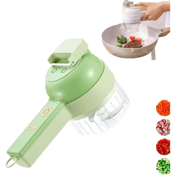 4 in 1 multi-functional portable electric chopper cutter set, 4 in 1 Vegetable Chopper Electric, Stainless Steel Portable Cordless, Wireless Grinder for Kitchen, Garlic, Peppers, Onions, Meat