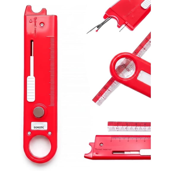 4 in 1 needle threader, Seam Ripper Tool, Magnetic Seam Guide, Hemmer Guide with Scale, Multifunction Sewing Accessories Set for Sewing Machine and DIY Craft