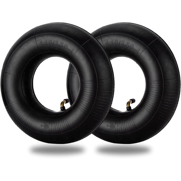 4.10/3.50-4" Inner Tubes, 2 Pack Heavy Duty 4.10 3.50-4/410/350-4 Replacement Tire Tube with Bent Valve Stem for Wheelbarrow, Lawn Mower, Hand Truck, 4" Cart, Tractor, Dolly, Trailer, etc