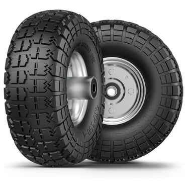 RUTU 10-Inch Solid Tire & Wheel Set - 4.10/3.50-4 With 5/8" Bore For Wheelbarrows & Carts