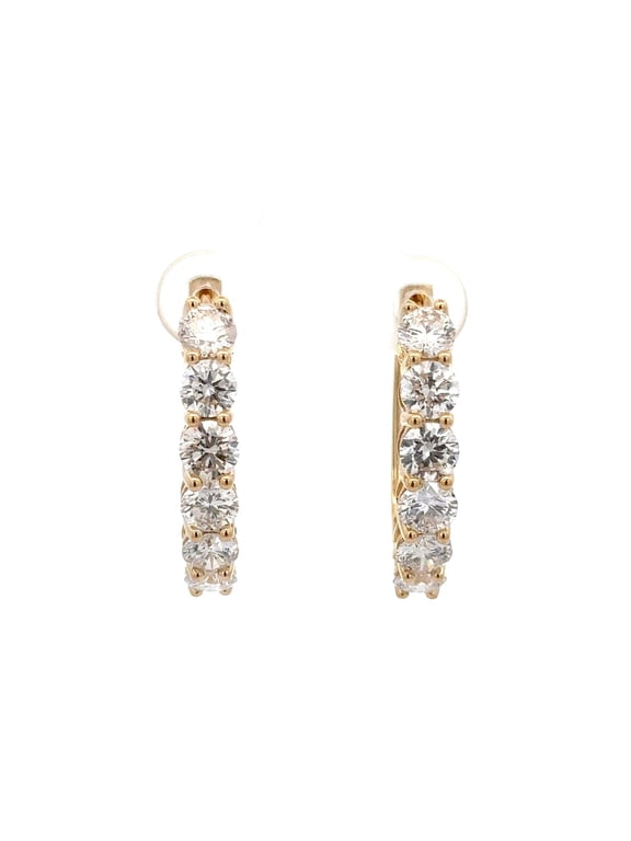 4.10 Carat Round Cut Lab Grown Diamond in 14k Yellow Gold Clip-on Hoop Earring