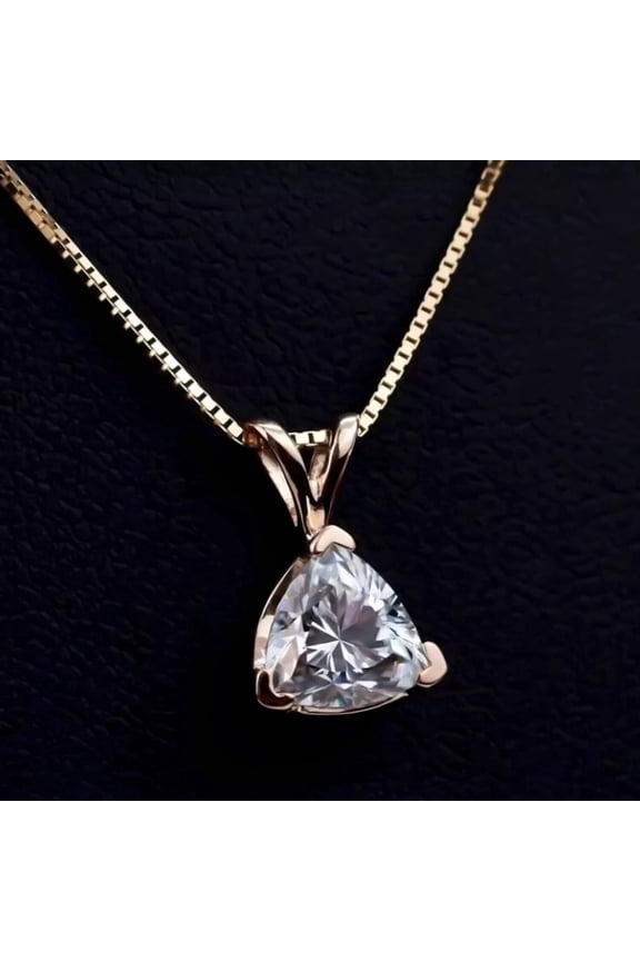 4.10 Ct White Moissanite Solitaire Pendant in Gold Vermeil Certified Gift Gold Vermeil