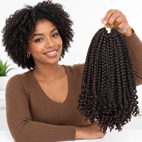 4# 10 Inch Crochet Box Braid Hair Extensions with Curly Ends, 6 Packs