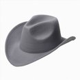 thumbnail image 1 of 4-10 Years Kids Hat Kids Western Hats Toddler Boys Girls Cowboy Felt Fedora with Belt Buckle 3-7T Western Cowboy Hat Dance Hat,Grey, 1 of 9