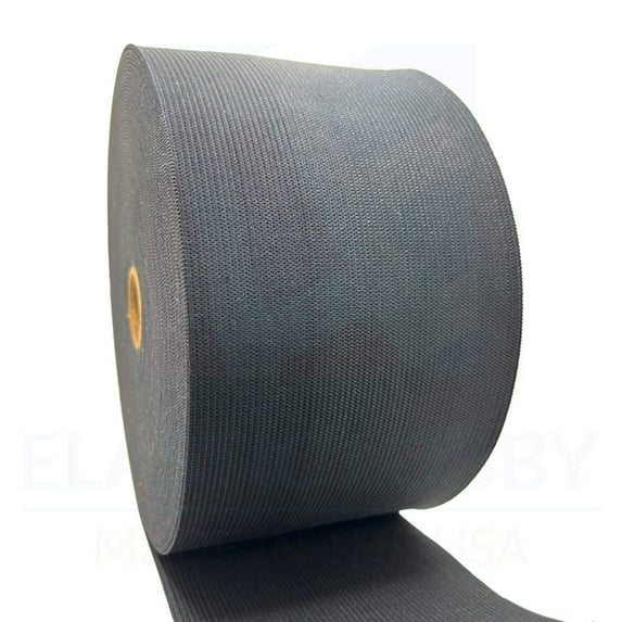 4" (101mm) Black Knitted Elastic - US Made - 10 yards