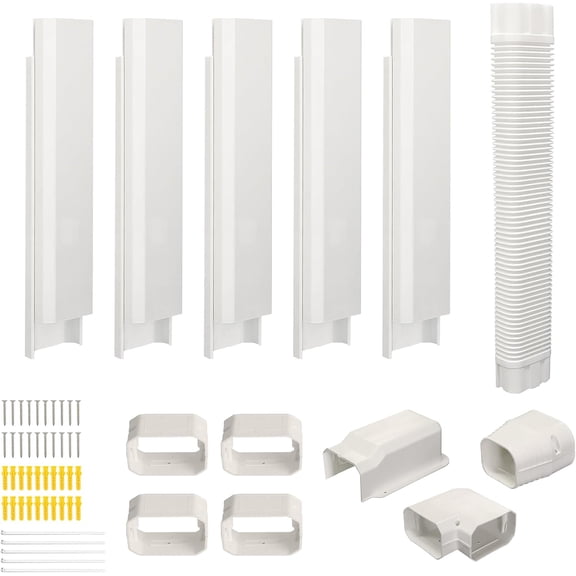 4" 10Ft Mini Split Line Set Cover, Plastic Line Kit for Outside Units, Mini Split Air Conditioner, Central AC and Heat Pump