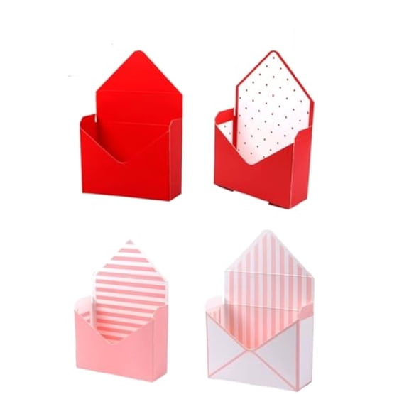 4/10PCS Valentine Envelope Boxes, Florist Bouquet Envelope Boxes, Red Valentines Day Envelope Gift Box for Wedding Birthday Party Arrangements