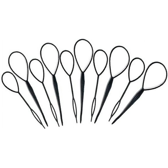 4-10Pcs/Set Ponytail Creator Plastic Loop Styling Tools Black Pony Topsy Tail Clip Hair Braid Maker Styling Tool for Women Girl (Color: Style1 Black 10Pcs)