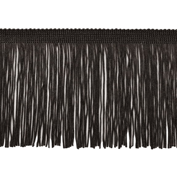 4" (10cm) Chainette Fringe Trim # CF04,, Pure Black #K9 (Jet Black) 5 Yards (15 ft/4.5m)