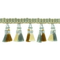 thumbnail image 1 of 4" (10cm) Noblesse Collection Elegant Beaded Tassel Fringe | Fringe Trim # BTFH4,, Island Breeze Blue #5939 (Silver Blue, Gold, Off White) 14 Yards (42 ft/12.5m), 1 of 1