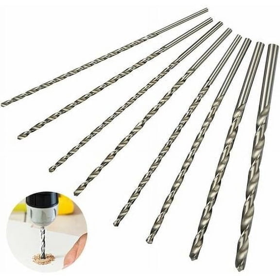 4-10mm Sizes Extra Long Drill Bit Set, 200mm Reach, 8-Piece Kit