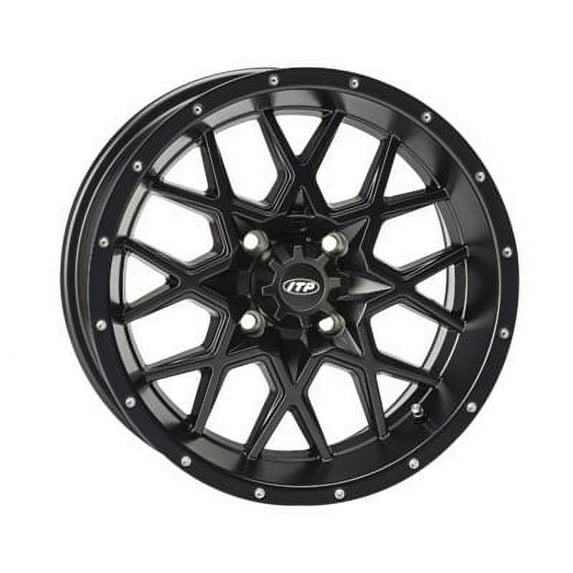 4/110 ITP Hurricane Wheel 14x7 5.0 + 2.0 Matte Black for Honda RANCHER 350 4X4 2000-2006