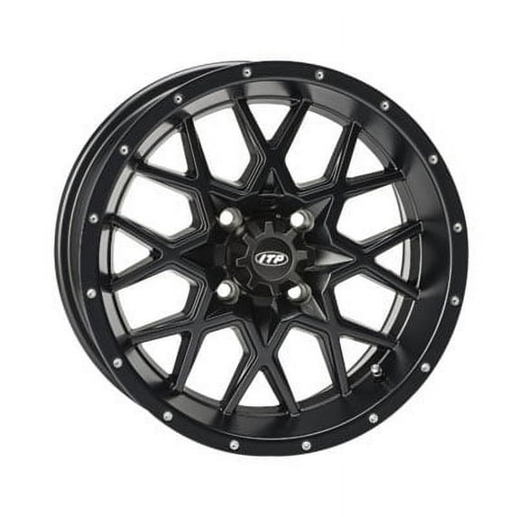 4/110 ITP Hurricane Wheel 14x7 5.0 + 2.0 Matte Black for Honda Rancher 420 2x4 ES 2007-2016
