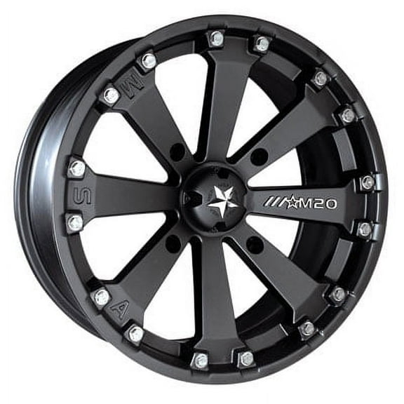 4/110 Motosport Alloys M20 Kore Wheel 14x7 3.5 + 3.5 Flat Black for Honda Pioneer 700-4 2014-2018