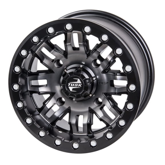 Tusk 4/110 Teton Beadlock Wheel 14x7 5.0 + 2.0 Gun Metal/Black for Yamaha Viking Eps 2022-2024