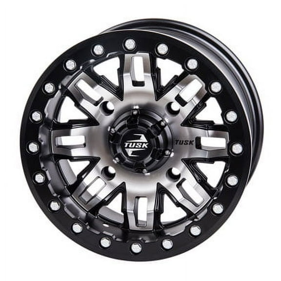 4/110 Tusk Teton Beadlock Wheel 14x7 5.0 + 2.0 Machined/Black for Suzuki Eiger 400 2x4 Automatic 2002-2004