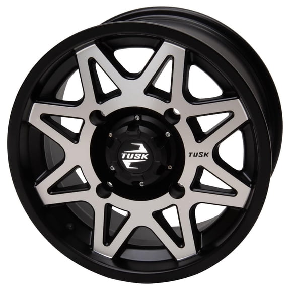4/110 Tusk Tintic Wheel 14x7 5.0 + 2.0 Machined/Black for Yamaha Rhino 700 Fi 4X4 Auto 2008-2009,2011-2013