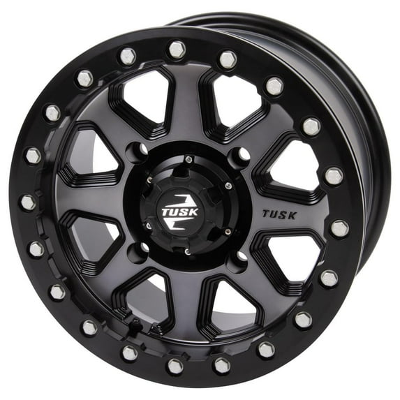 4/110 Tusk Uinta Beadlock Wheel 14x7 5.0 + 2.0 Gunmetal/Black for Yamaha Wolverine 450 4x4 2006-2010