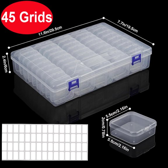4/12/15/30/45Grids DIY Diamond Painting Storage Box Craft Nail Art Jewelry Accessory Organizer Rhinestones Container Organizer
