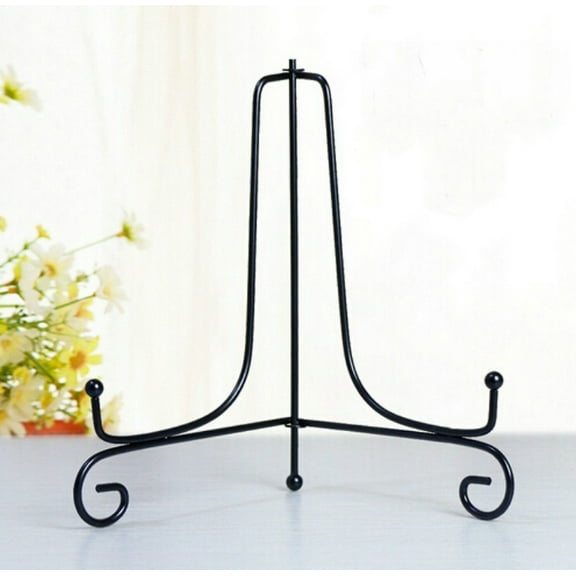 4"-12" Black Iron Display Stand, Black Iron Easel Plate Display, Display Stand Curve Design for Home Decoration,Holds Cook Books, Plates, Pictures & More