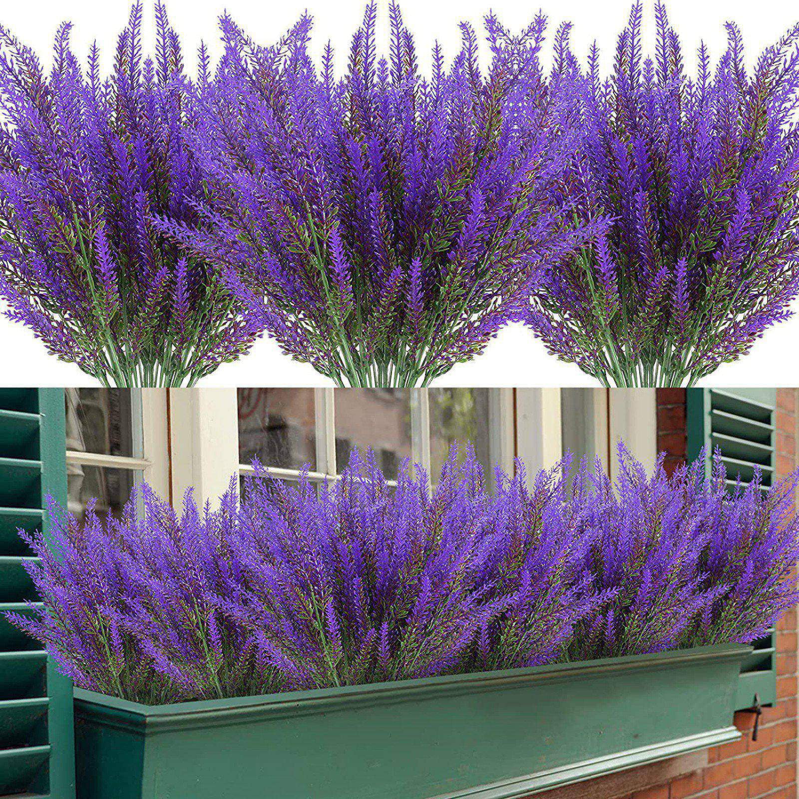 4/12 Bundles Artificial Flowers Purple Flowers Lavender for Home Table Indoor Outdoor Wedding Centerpieces Home Office Kitchen Garden Decor,15-inch