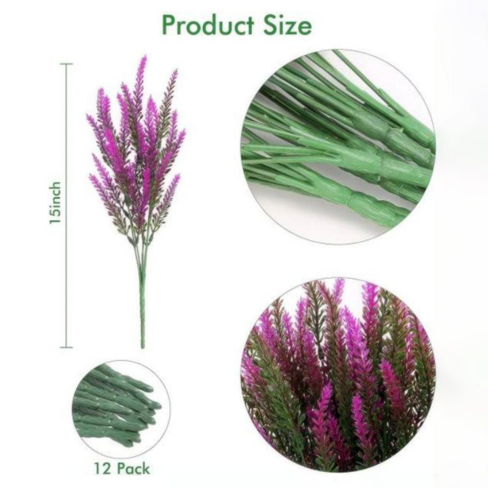 4/12 Bundles Artificial Flowers Purple Flowers Lavender for Home Table Indoor Outdoor Wedding Centerpieces Home Office Kitchen Garden Decor,15-inch