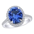 thumbnail image 1 of AFFY 4.12 Carat (Ctw) Simulated Tanzanite & White Natural Diamond Cluster Engagement Ring In 14k Solid White Gold Ring Size-7, 1 of 1