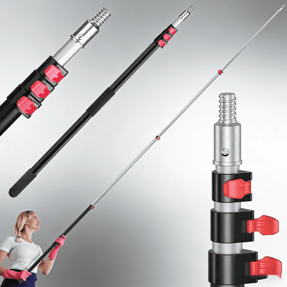 4-12 FT Telescopic Extension Pole, Multi-Purpose Aluminum Alloy Telescoping Rod, Sturdy for Painting Dusting, High House Maintenance, Window Cleaning
