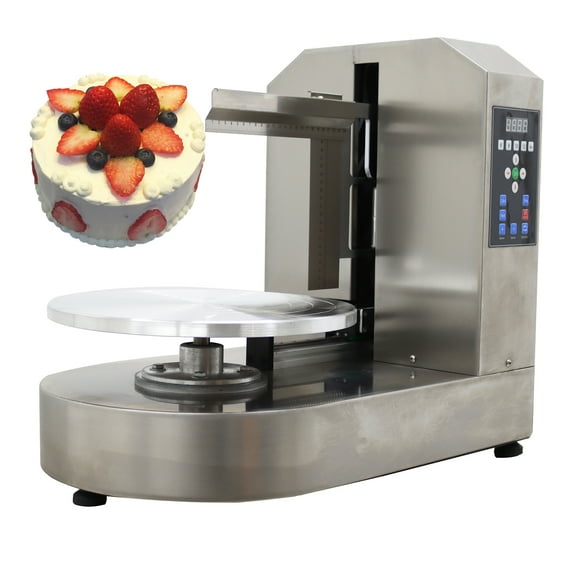 4-12 Inch Fully Automatic Cake Cream Spreading Coating Smearing Machine Electric Cake Buttercream Spreader Cake Decorator Adjustable Rotation Speed 110V Silver