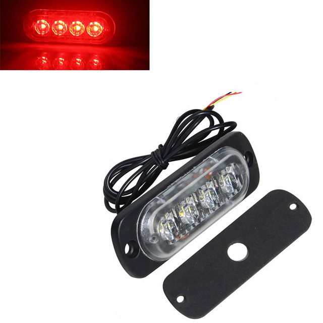 4 12 LED Car Strobe Warning Light Grill Flashing Breakdown Emergency