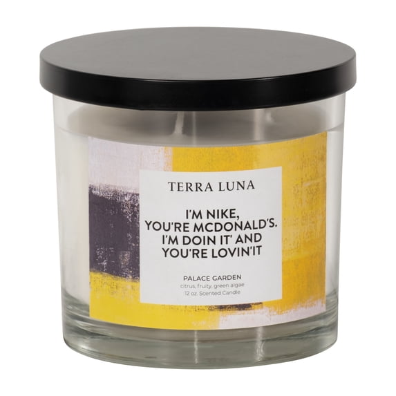4" 12 Oz Doin It And Lovin It Lidded Candle, Round, 4"H, Abstract - 4" x 4" x 4"