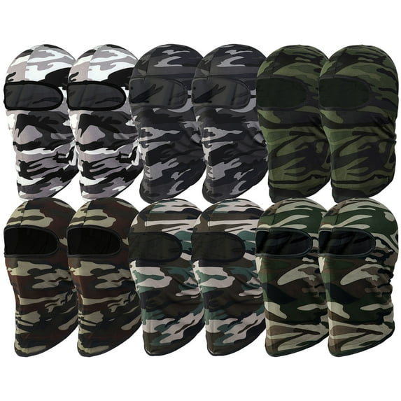 4/12 Pack Multipurpose Full Balaclava Face Mask Cover Ninja Mask Motorcycle Cycling Outdoor Sport Ski Active 12-pack Camouflage