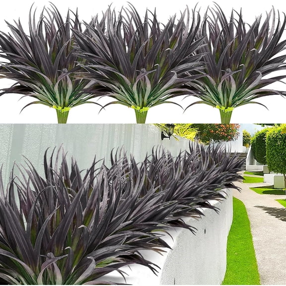 4/12 Pcs Artificial Shrubs Bushes Plants Fake Grass Bushes Plastic Greenery for Planters Patio Front Door Porch Home Garden Decorations