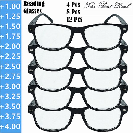 4-12 Pcs Lot Unisex Reading Glasses Retro Style Black Classic Readers All Powers
