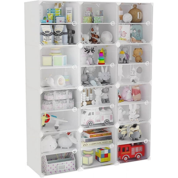 4 * 12 Tiers Shoe Storage Box,Clear Plastic Shoe Rack Storage Side Open,Space Saving Foldable Stackable Shoes Organizer Home Shoes Cabinet Fits 96 Pairs Shoes