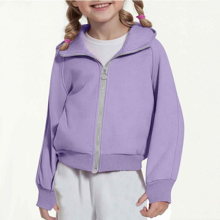 4-12 Years Bys Girls Zip Up Hooded Sweatshirt Cropped Hoodies Long