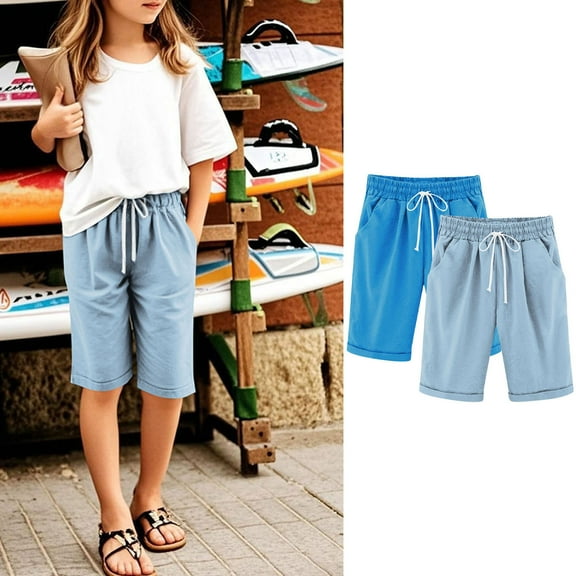 4-12 Years Old Kids' Cuffed Casual Trousers with Drawstring Suitable for Boys & Girls Ideal for School Playdates Outdoor Activities Stylish and Comfortable Pants