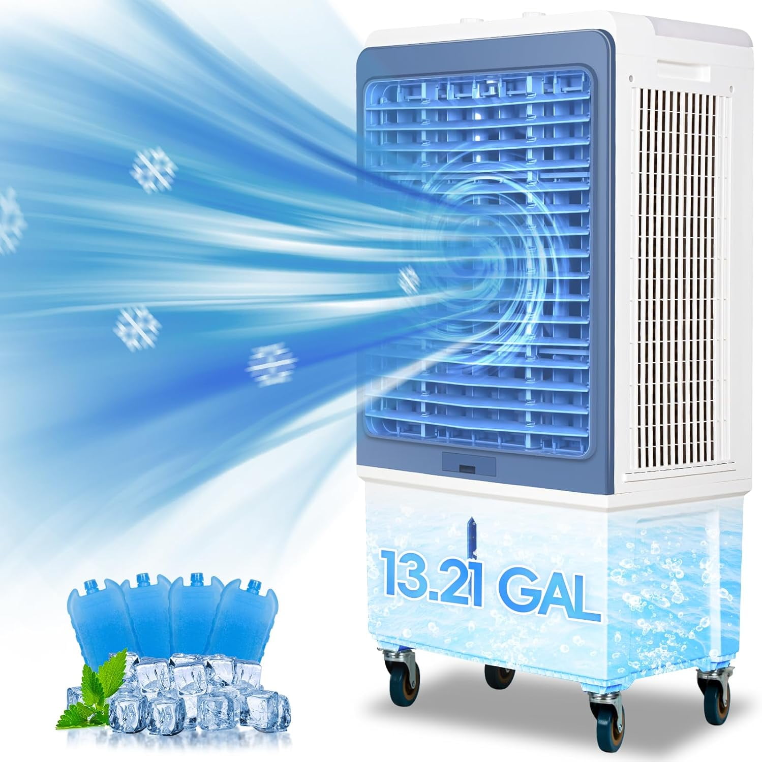 4,129 CFM Evaporative Air Cooler for 1076 Sq. Ft, 3Speed Portable