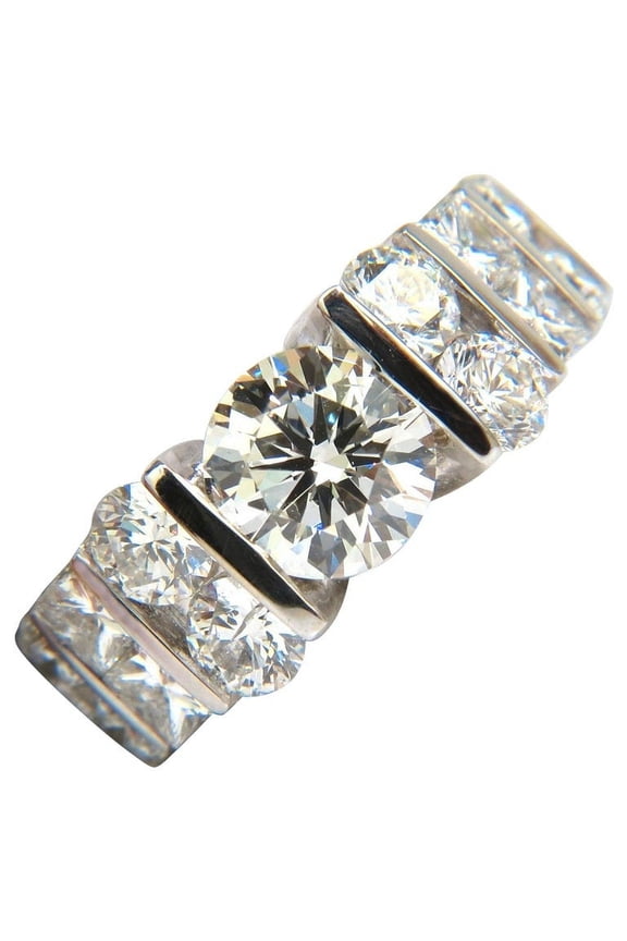 4.12CT BRILLIANT SHARING CHANNEL COCKTAIL BAND DIAMOND RING 14KT