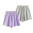 thumbnail image 1 of 4-12T Girls Casual Cotton Shorts Kids Drawstring Running Shorts Girls Summer Solid Color Workout Flowy Shorts, 2-Pack, 1 of 8