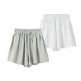 thumbnail image 1 of 4-12T Girls Casual Cotton Shorts Kids Drawstring Running Shorts Girls Summer Solid Color Workout Flowy Shorts, 2-Pack, 1 of 8