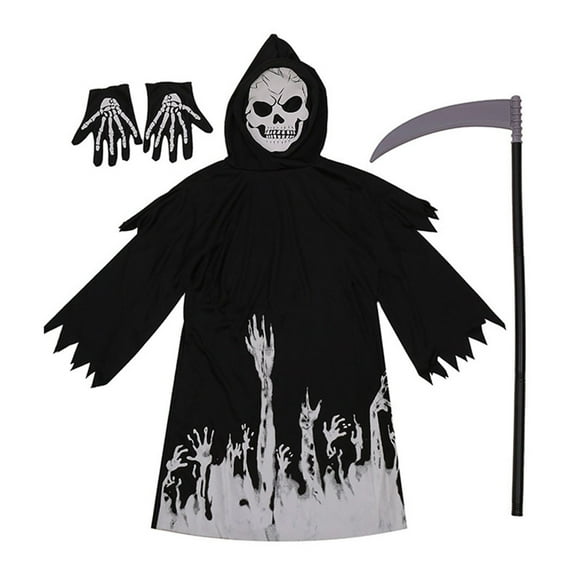 4-12T Glow In The Dark Ghost Costume Kids, Halloween Costume for Boys Scary Phantom Costume