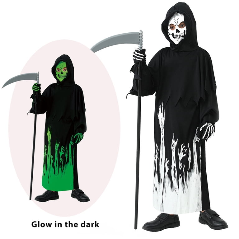 4-12T Kids Boys Girls Glow in the Dark Halloween Costume 