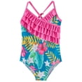 thumbnail image 1 of 4-12Y Big Little Girls One Piece Swimsuits Hawaiian Ruffle Swimwear Beach Bathing Suit UPF 50+, 1 of 8