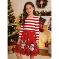 thumbnail image 1 of 4- 12Y Girls Christmas Long Sleeve Twirly Dresses Little Girls Casual Party Dress Holiday Xmas Floral Pleated Midi Dresses, 1 of 4