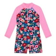 thumbnail image 1 of 4-12Y Girls Long Sleeve Rashguard One-Piece Swimsuit Beach Surfing Bathing Suit Swimwear, 1 of 8