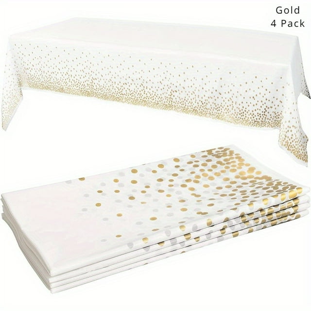 4/12pcs Table Cloths For Parties 54”x108” Golden Dot Plastic