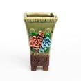 thumbnail image 1 of 4.13" Small Green Cone Footed Ceramic Planter Pot with Drainage Hole and Mesh Pad, 1 of 8