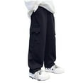 thumbnail image 1 of 4-13 Years Toddler Boys Sweatpants Kids Cotton Wide Leg Pants Athletic Workout Joggers Trousers for Children with Pockets, 1 of 3