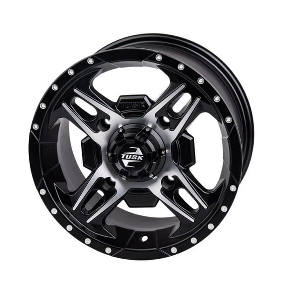 4/137 Tusk Beartooth Wheel 12x7 5.0 + 2.0 Machined/Black for Suzuki Twin Peaks 700 4X4 2004-2005